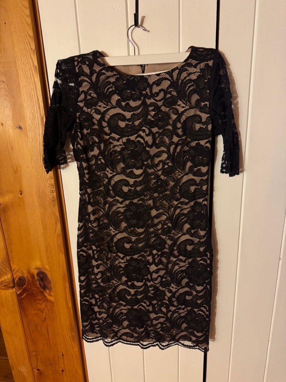 Black Lace Overlay Cocktail Dress